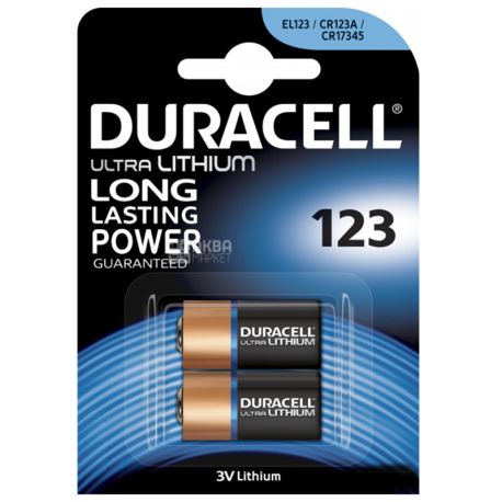 Duracell 123 Ultra Lithium, 2 шт., Литиевые батарейки