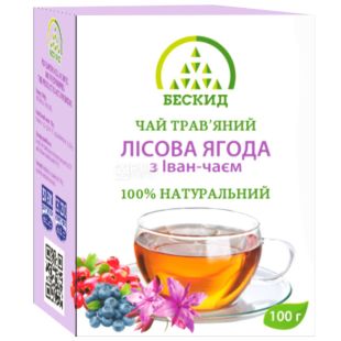  Бескид, Лісова ягода, 100 г, Чай трав'яний, з іван-чаєм
