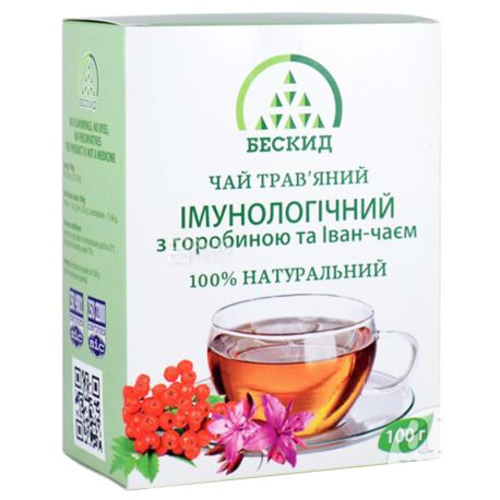 Бескид, Імунологічний, 100 г, Чай трав'яний, з горобиною та іван-чаєм