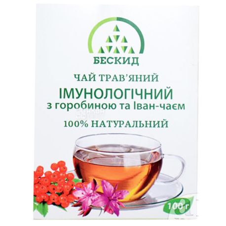 Бескид, Імунологічний, 100 г, Чай трав'яний, з горобиною та іван-чаєм