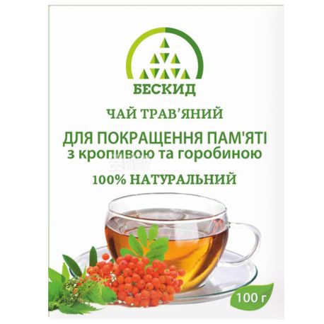 Бескид, Для улучшения памяти, 100 г, Чай травяной, с крапивой и рябиной
