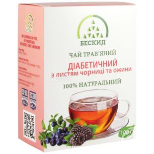 Бескид, Диабетический, 100 г, Чай травяной, с черникой и ежевикой