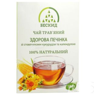 Бескид, Здоровая печень,100 г, Чай травяной, с кукурузными рыльцами и календулой