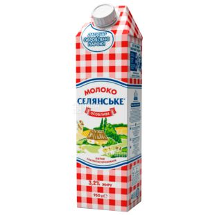 Селянське, 950 г, 3,2%, Молоко, Особливе, Ультрапастеризоване
