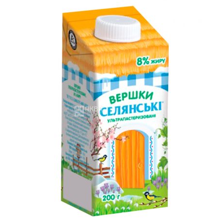 Peasants, 200 g, 8%, Cream, Ultrapasteurized