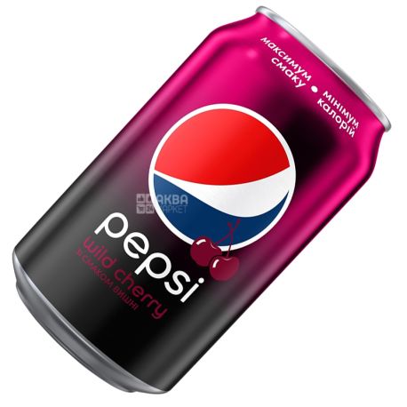 Pepsi-Cola, Wild Cherry, 0,33 л, Пепсі-Кола, Вайлд Черри, Дика Вишня, Вода солодка, ж/б