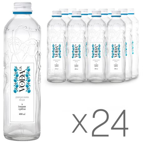 VODA UA, Упаковка 24 шт. х 0,4 л, Вода негазована, Скло