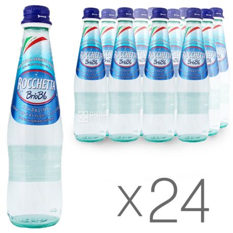Rocchetta Brio Blu, 0,5 л, Упаковка 24 шт., Рочетта Бріо Блю, Вода мінеральна газована, скло