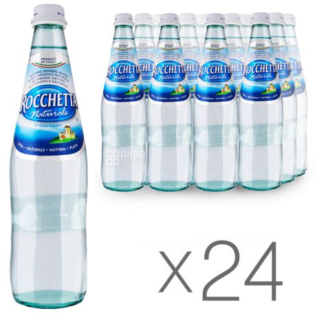 Rocchetta Naturale, 0,5 л, Упаковка 24 шт., Рочетта Натурале, Вода мінеральна негазована, скло