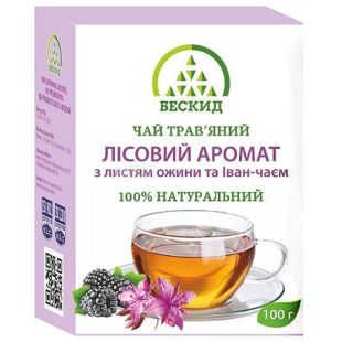 Бескид, Лісовий аромат, 100 г, Чай трав'яний, з ожиною та іван-чаєм