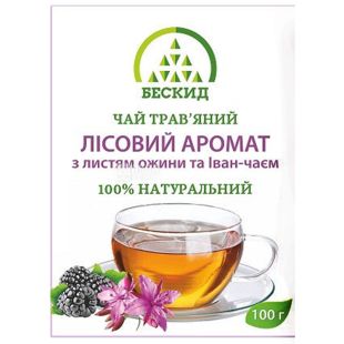 Бескид, Лісовий аромат, 100 г, Чай трав'яний, з ожиною та іван-чаєм