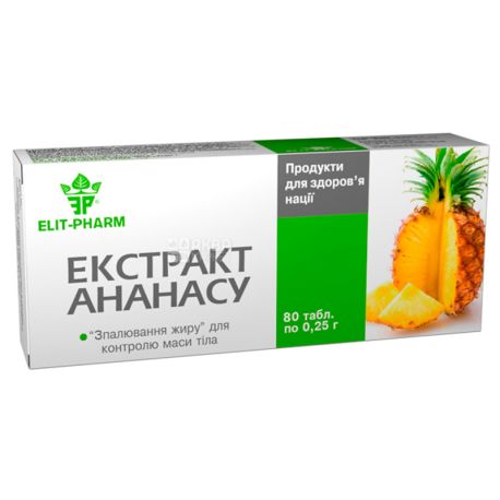 ELIT-PHARM Экстракт ананаса, 80 таб. по 0,25 г, Для сжигания жира