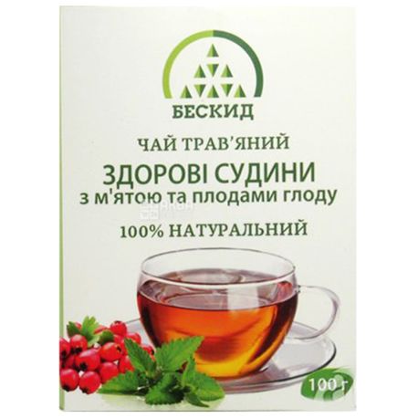 Beskid, 100 g, Herbal tea, Healthy vessels, With mint and hawthorn