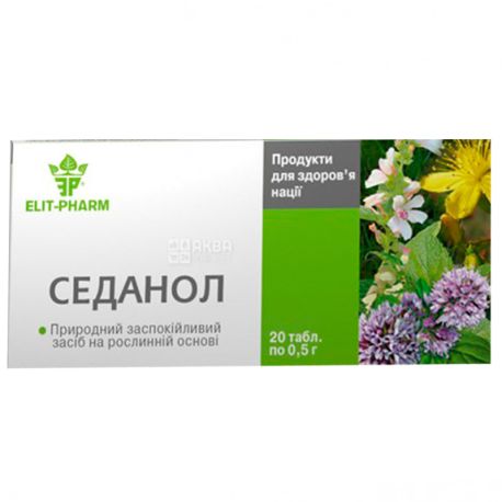 ELIT-PHARM Седанол, 20 таб. по 0,5 г, Успокоительное средство