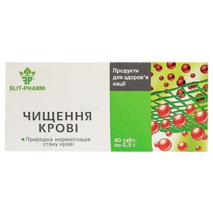  ELIT-PHARM Очищение крови, 40 таб. по 0,5 г, Для нормализации состава крови