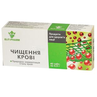  ELIT-PHARM Очищение крови, 40 таб. по 0,5 г, Для нормализации состава крови