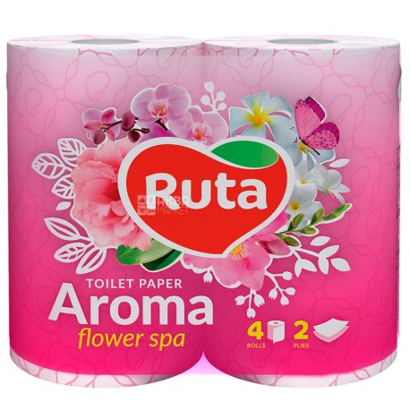 Ruta Aroma Flower Spa, 4 рул., Туалетний папір Рута Арома Флауер Спа, 2-х шаровий
