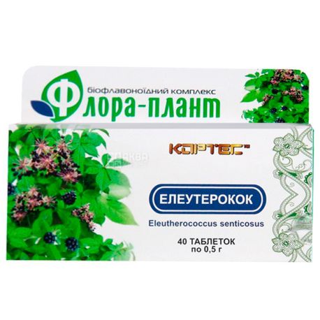 Flora-plante Eleutherococcus, 40 tab. 0.5 g, for stress relief