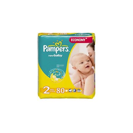 Pampers New Baby, 80 шт., Памперс, Подгузники-трусики, Размер 2, 3-6 кг 