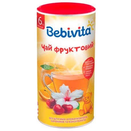 Bebivita, Фруктовый, 200 г, Чай Бебивита, детский с витамином С, тубус