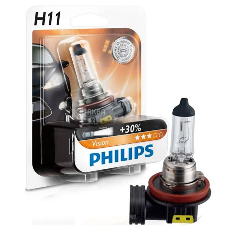Philips, 1 pc, Halogen Lamp, H11 Vision, 3200K