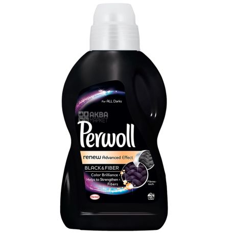 Perwoll, 0.9 L, Dark Textile Washing Agent, Renew Advanced Effect, Black and Fiber