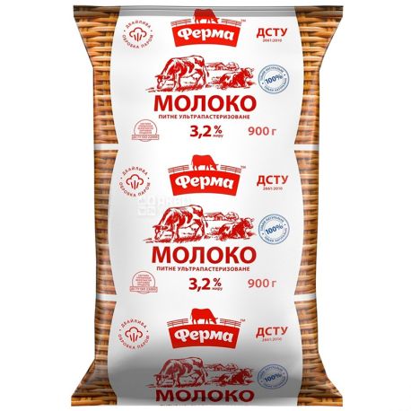 Ферма, 900 г, 3,2%, Молоко, Ультрапастеризоване, м/у
