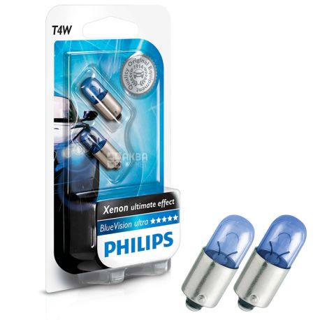Philips, 2 шт., 4 Вт, Галогенна лампа, BlueVision, Блістер