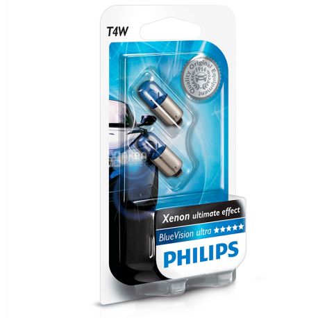 Philips, 2 шт., 4 Вт, Галогенная лампа, BlueVision, Блистер