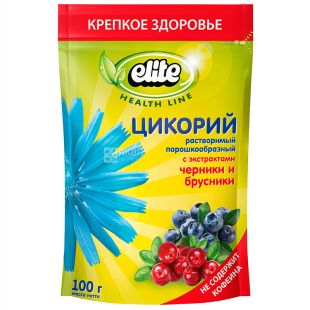 Elite, 100 г, Цикорий, С экстрактами черники и брусники, Растворимый, м/у