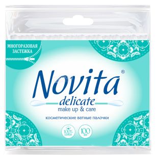 Novita Delicate, 100 шт., Ватні палички гігієнічні