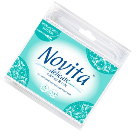 Novita Delicate, 200 pcs., Cotton buds hygienic, plastic package