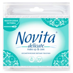 Novita Delicate, 200 шт., Ватні палички гігієнічні