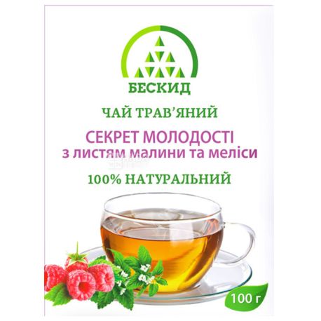 Бескид, Секрет молодости, 100 г, Чай травяной, с малиной и мелиссой