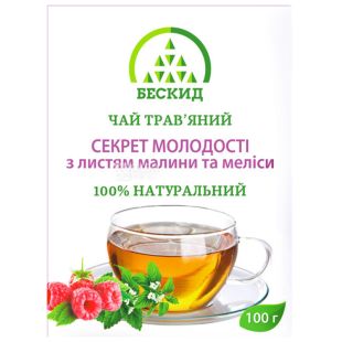 Бескид, Секрет молодості, 100 г, Чай трав'яний, з малиною і мелісою