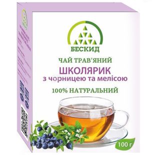  Бескид, Школяр, 100 г, Чай трав'яний, з чорницею і мелісою