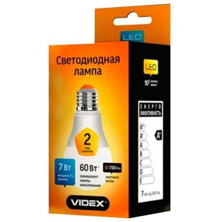 VIDEX LED, LED lamp, E27 base, 7 W, 4100K, 220V, neutral white glow, 700 Lm