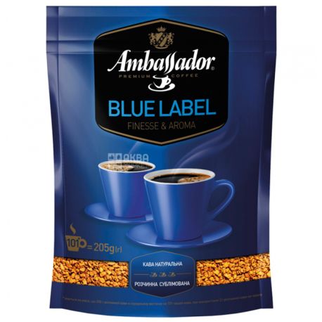 Ambassador Blue Label, 205 г, Кава розчинна Амбассадор Блю Лейбл