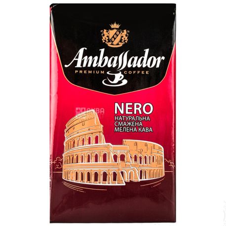 Ambassador Nero, Ground coffee, 225 g, vacuum-packed