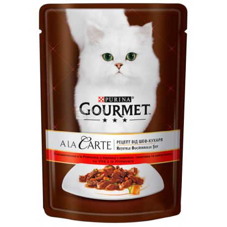 Gourmet, 85 g, Cat Food, A La Carte, With beef and vegetables, m / s