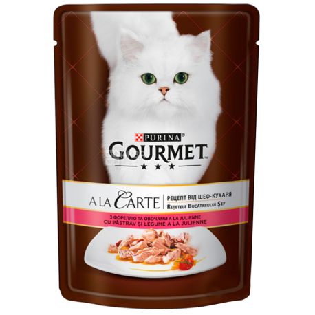 Gourmet, 85 г, Корм для котов, A La Carte, С форелью и овощами, м/у