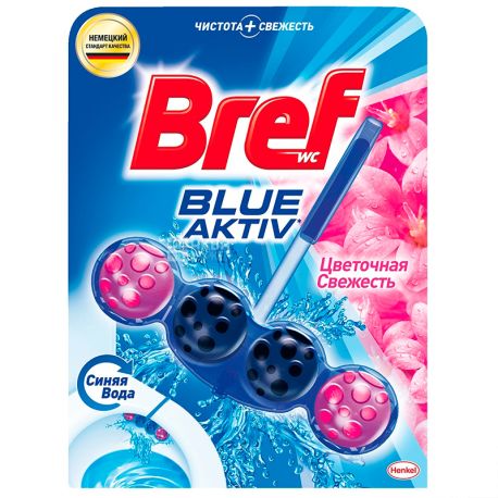 Bref, Blue aktiv, 1 шт., Блоки для унітазу 4 в 1, Квіткова свіжість, ефект синьої води