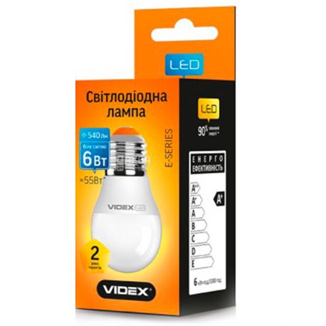 Videx, 1 шт., 6 Вт, E27, Лампочка Светодиодная, 4100K (нейтральный белый свет), G45e, 220 V