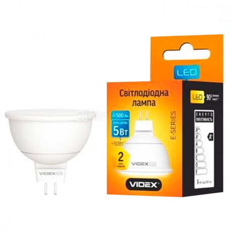 Videx, 1 шт., 5 Вт, GU5.3, Лампа Светодиодная, 4100K (нейтральный белый свет), MR16e, 220 V
