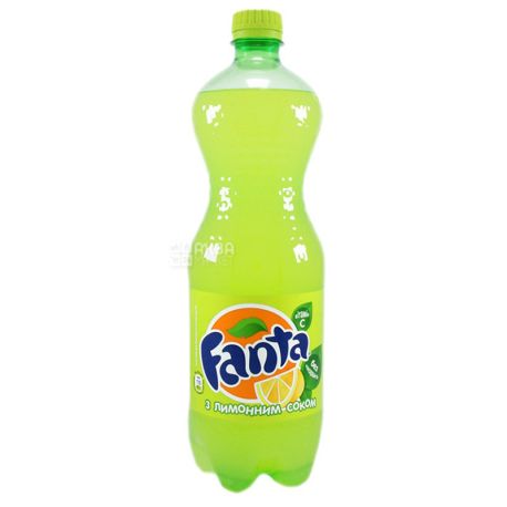Fanta, Лимон, Упаковка 12 шт. по 0,5 л, Фанта, Вода сладкая, с натуральным соком, ПЭТ