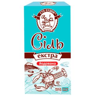 Сто пудов, Соль йодированная, экстра, 400 г