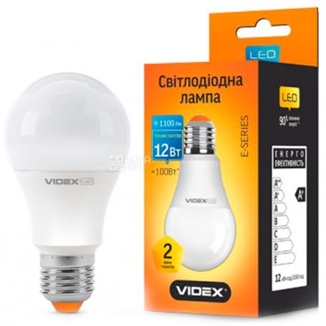 VIDEX LED, Лампа світлодіодна, цоколь E27, 12 W, 3000К, 220V, тепле світіння, 1100 Lm