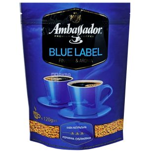 Ambassador Blue Label, 120 г, Кофе растворимый Амбассадор Блю Лэйбл