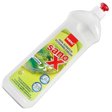 Sano X Cream, Чистящий крем для любых поверхностей, Лимон, 1 л