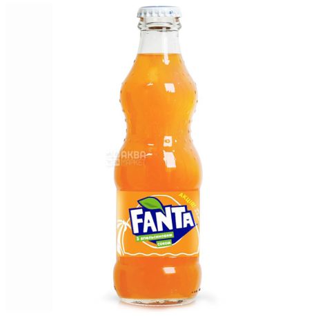Fanta, Апельсин, Упаковка 12 шт. по 0,25 л, Фанта, Вода сладкая, с натуральным соком, стекло